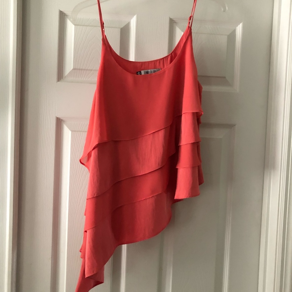 Jennifer Lopez Coral Asymmetrical Tiered Tank Top